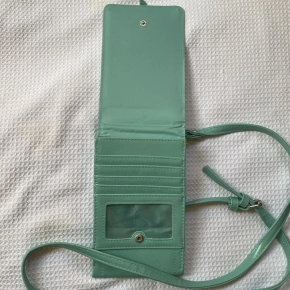 Tiffany blue. Cross body card holder - Picture 2 of 6